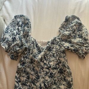 Abercrombie & Fitch Blue Floral Smocked Top